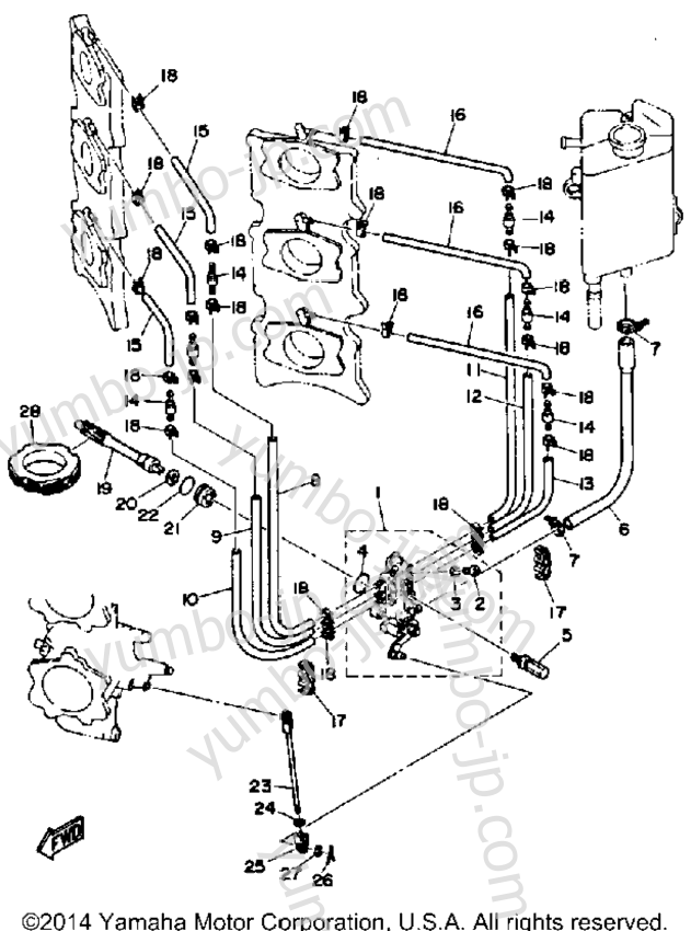 Масляный насос для лодочных моторов YAMAHA L250TXRP 1991 г.