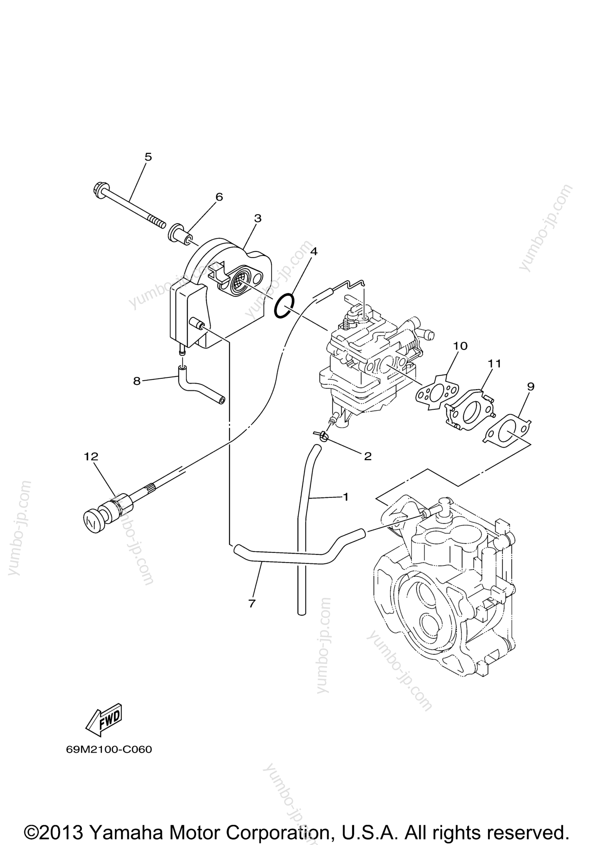 Intake для лодочных моторов YAMAHA F2.5MSH (0406) 69M-1033504~1040746 2006 г.