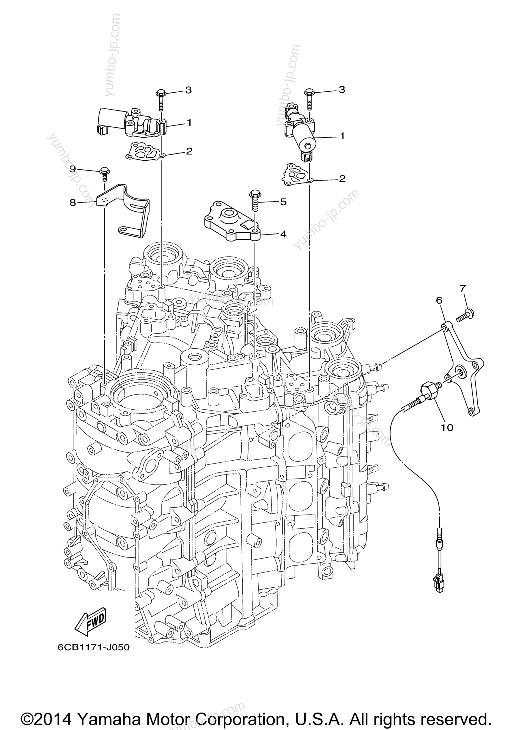 Cylinder Crankcase 3 для лодочных моторов YAMAHA F250DET1X (0210) 2006 г.