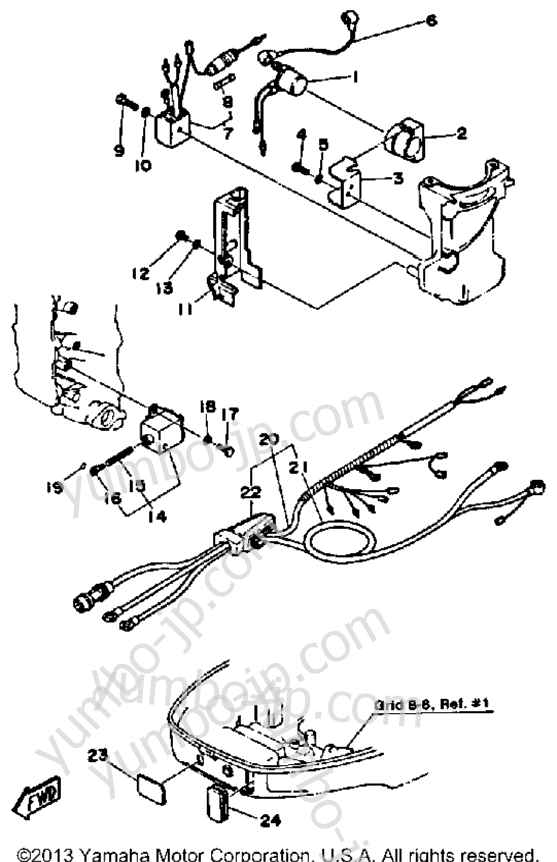 Electric Parts (30E) для лодочных моторов YAMAHA 30ELH 1987 г.