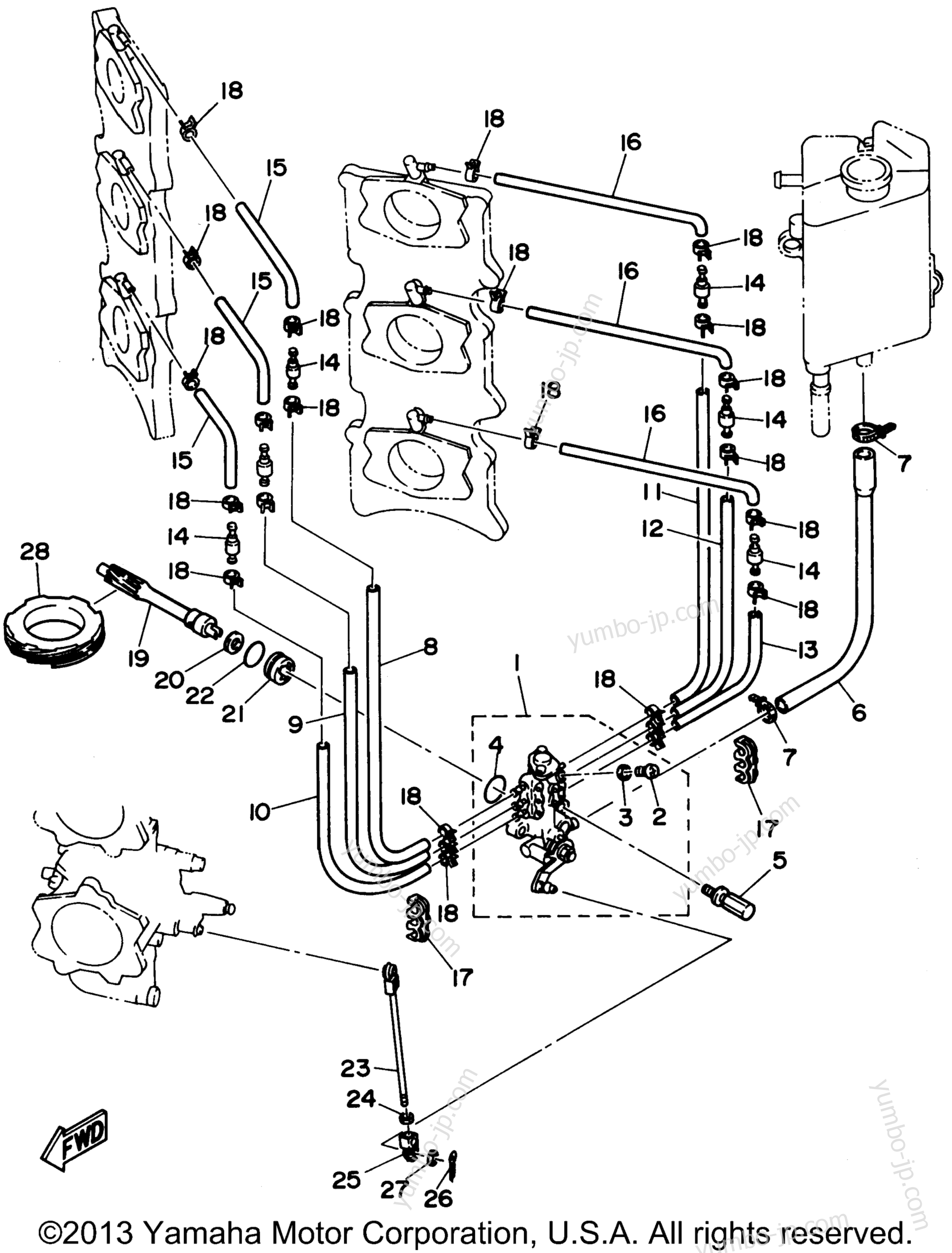 Масляный насос для лодочных моторов YAMAHA L250TXRS 1994 г.