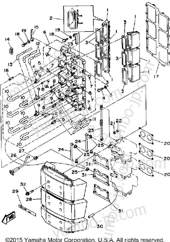 Intake для лодочных моторов YAMAHA 200ETXD 1990 г.