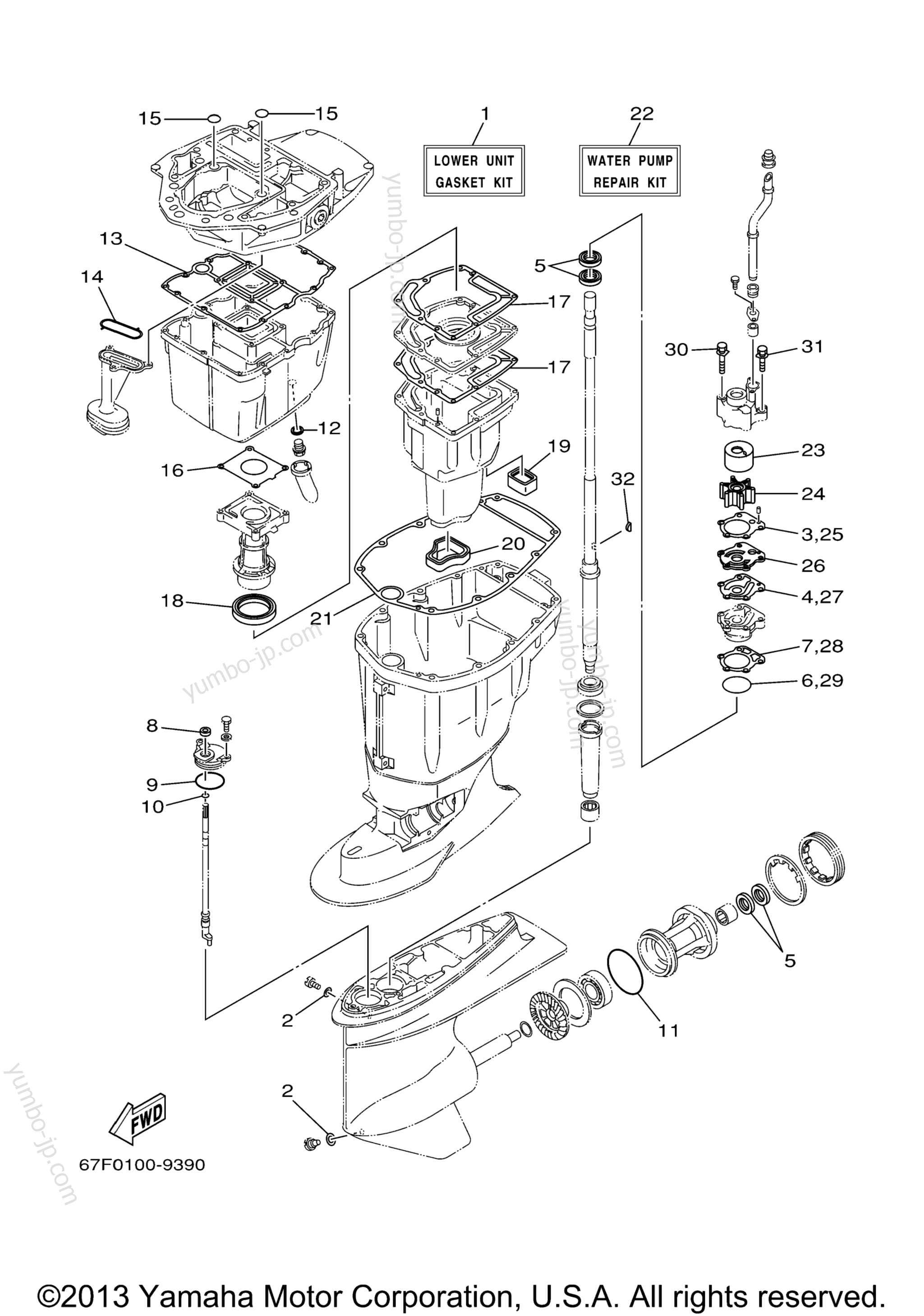 Repair Kit 3 для лодочных моторов YAMAHA F100TLRY 2000 г.
