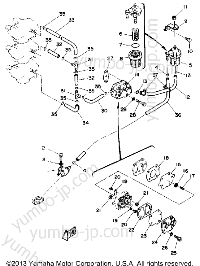 FUEL SYSTEM for outboards YAMAHA 50ETMLD 1990 year