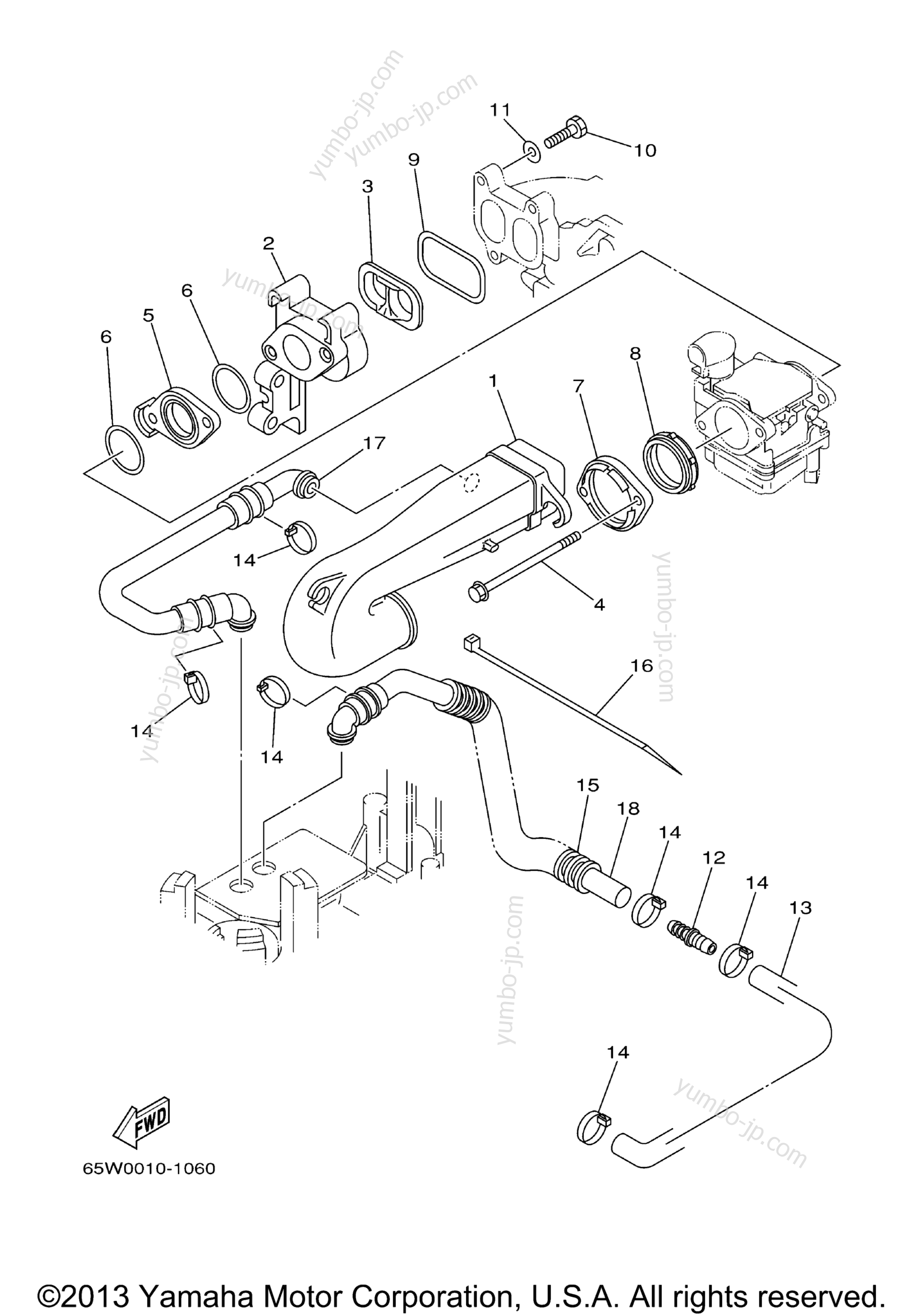 Intake для лодочных моторов YAMAHA F25ESRC_ELRC_TLRC (F25ELRC) 2004 г.