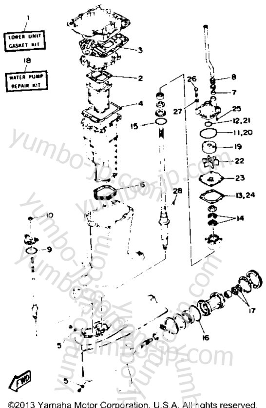 Repair Kit 2 для лодочных моторов YAMAHA L150TXRR 1993 г.