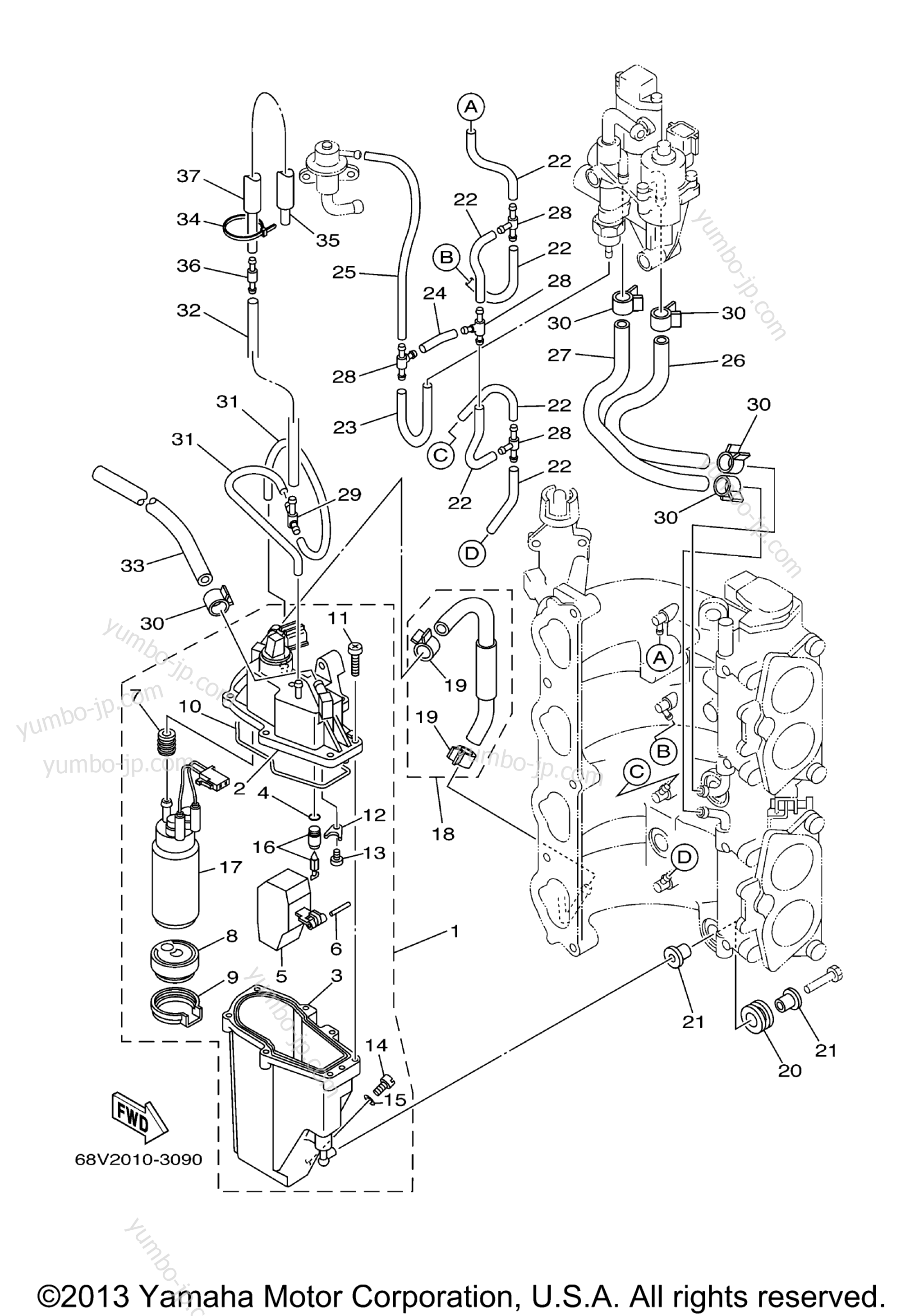 FUEL INJECTION PUMP для лодочных моторов YAMAHA TJRB_LF115TXRB (LF115TXRB) 2003 г.