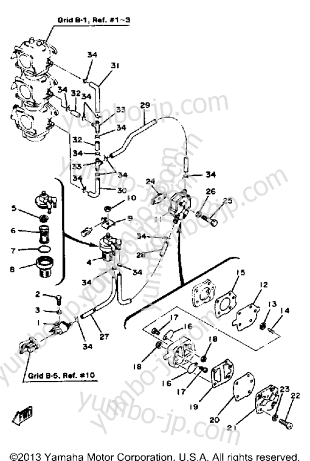 FUEL SYSTEM for outboards YAMAHA 90ETLN 1984 year