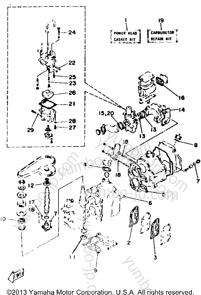 Repair Kit 1 для лодочных моторов YAMAHA F9.9MLHR 1993 г.