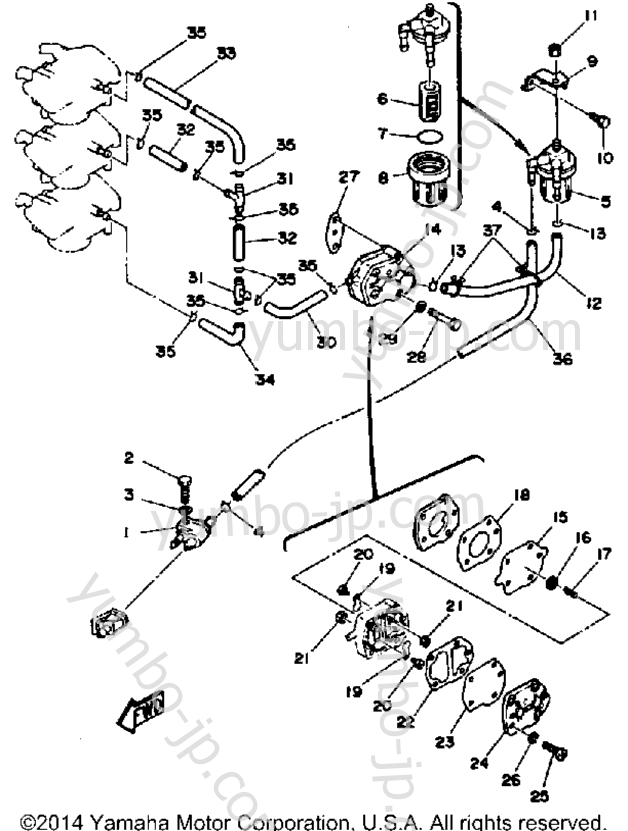 FUEL SYSTEM for outboards YAMAHA 40ESF 1989 year