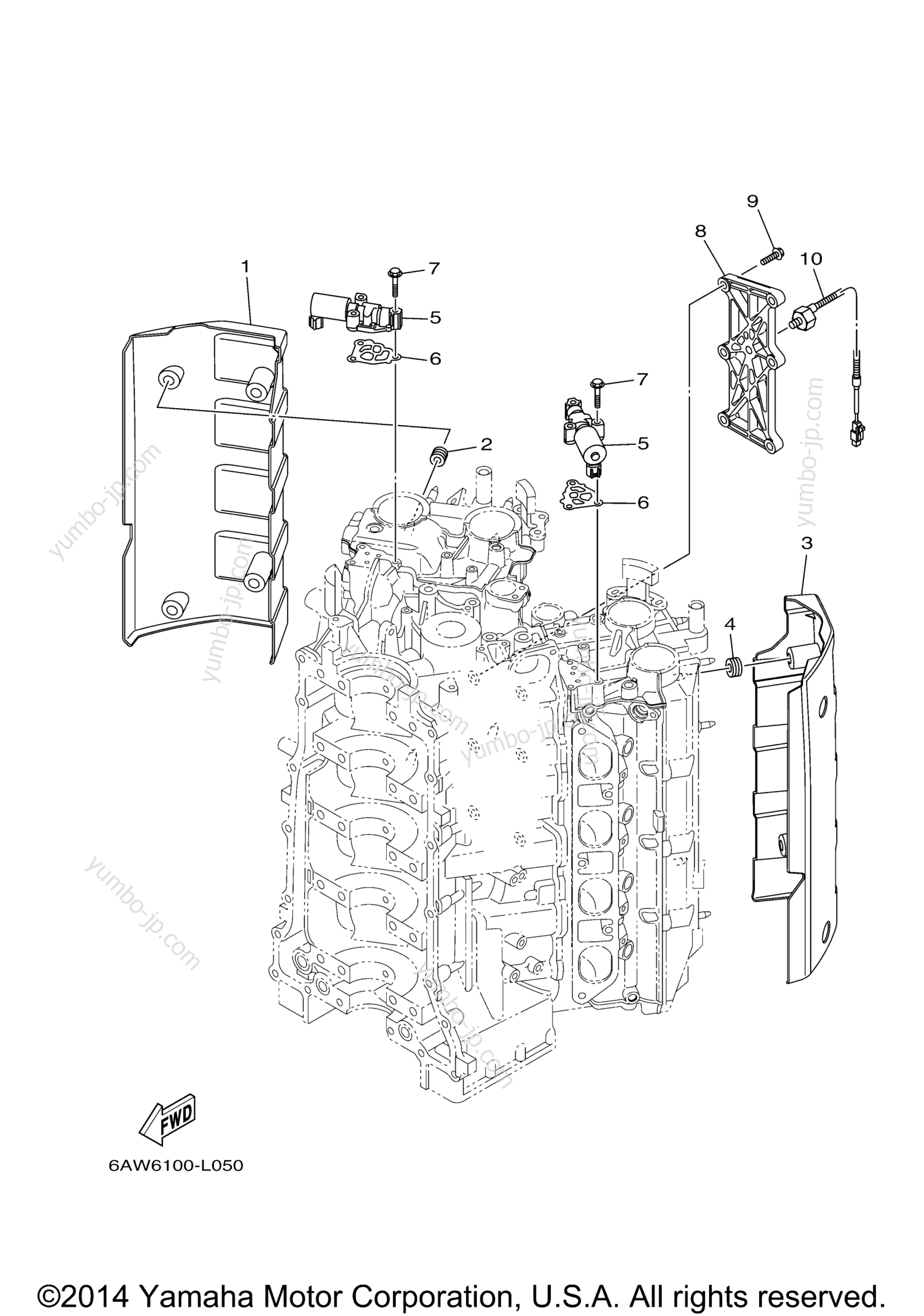 Cylinder Crankcase 3 для лодочных моторов YAMAHA F350XCB (0114) 2006 г.