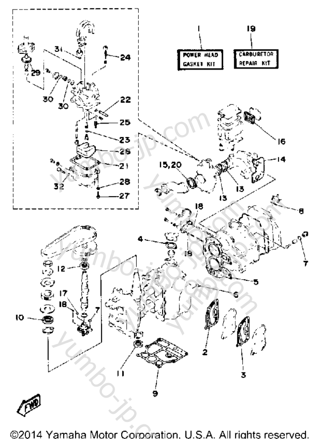 Repair Kit 1 для лодочных моторов YAMAHA T9.9ELRP 1991 г.