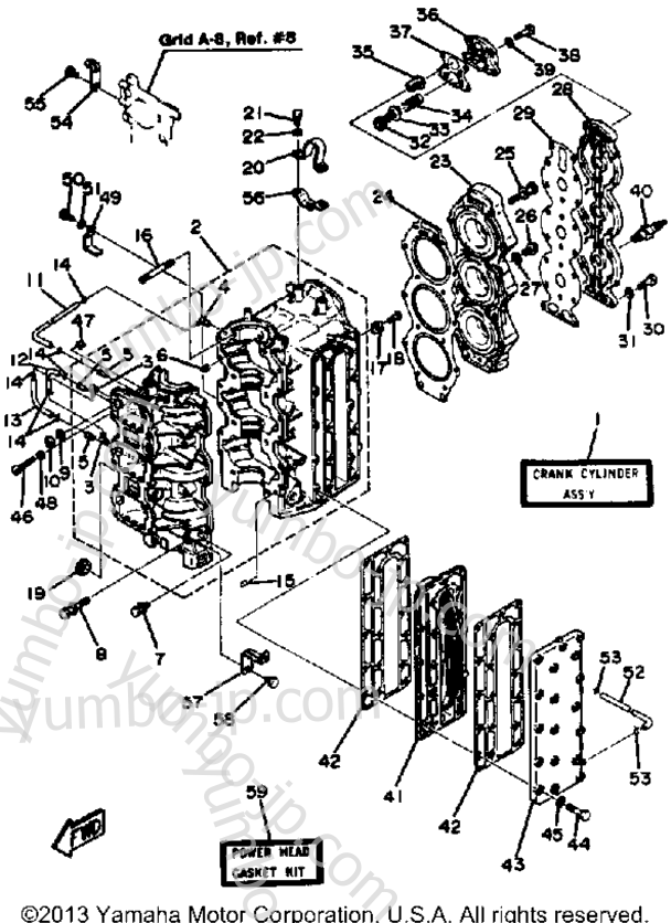 Crankcase Cylinder для лодочных моторов YAMAHA 90ETLK 1985 г.