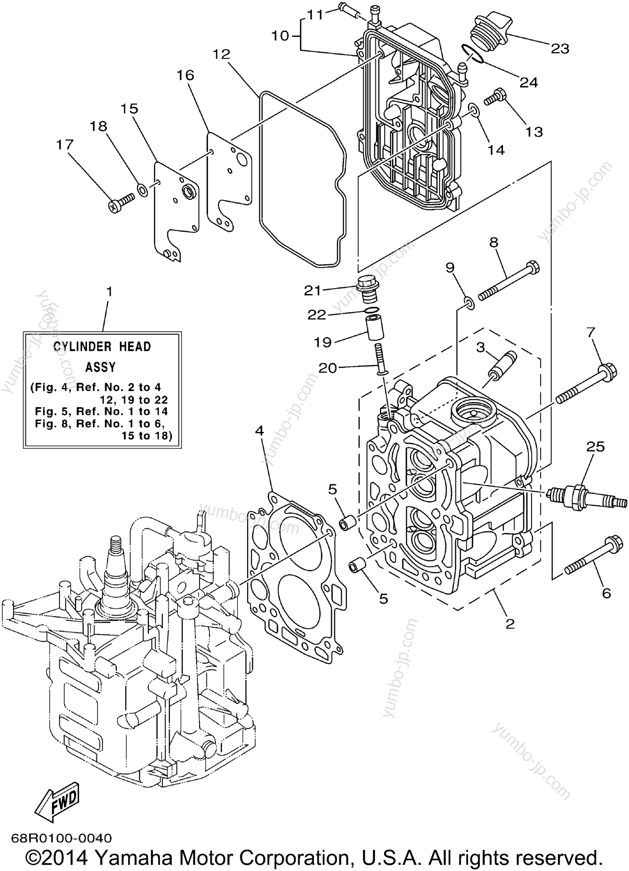 Cylinder Crankcase 2 для лодочных моторов YAMAHA T8PLRZ 2001 г.