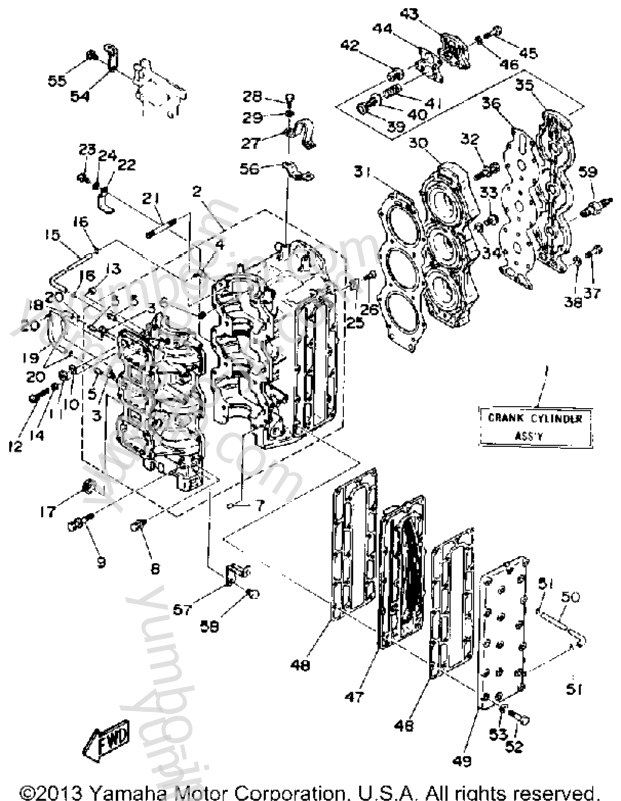 Cylinder Crankcase для лодочных моторов YAMAHA 90ETLD 1990 г.
