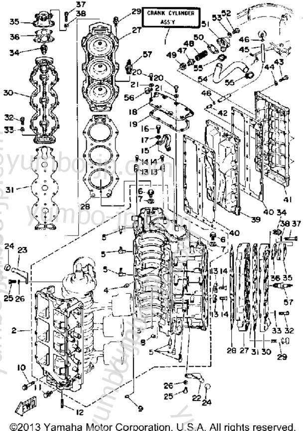 Crankcase Cylinder для лодочных моторов YAMAHA L150ETXF 1989 г.