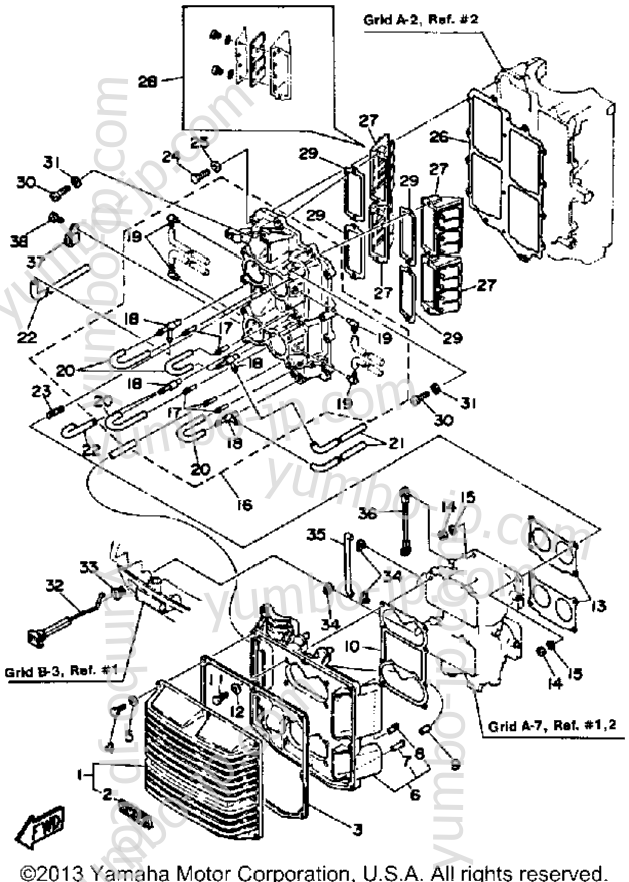 Intake для лодочных моторов YAMAHA 115ETLHJD (115ETLH-JD) 1987 г.