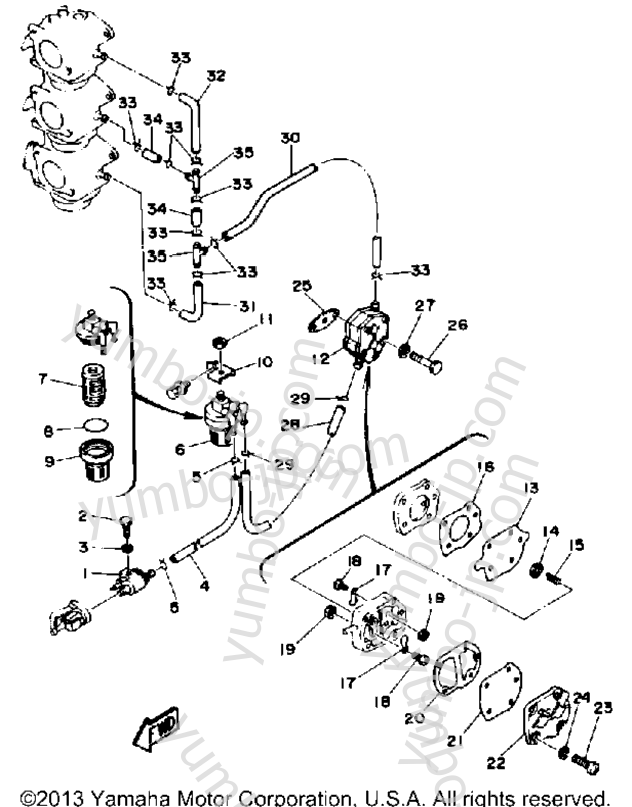 FUEL SYSTEM for outboards YAMAHA 90TJRP 1991 year