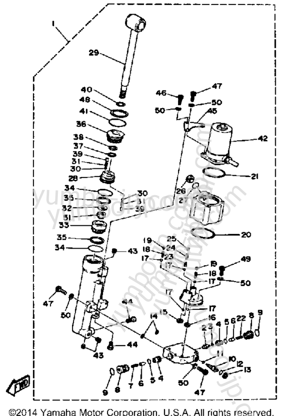 Power Tilt Assy для лодочных моторов YAMAHA 40ESF 1989 г.