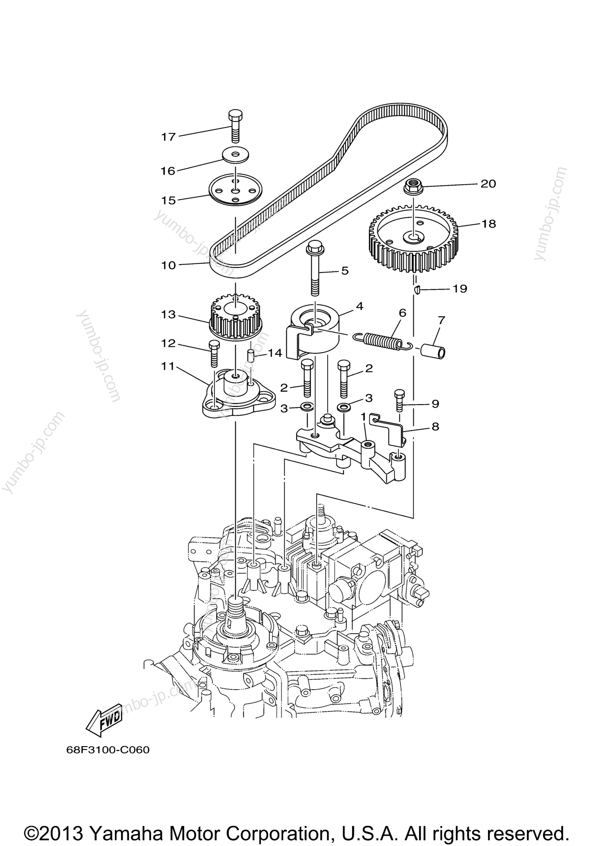 Fuel Pump Drive Gear для лодочных моторов YAMAHA Z200TXR (0407) 6G6-1032843~ LZ200TXR 6K1-1006029~ 2006 г.