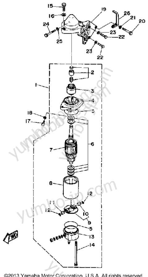 STARTING MOTOR for outboards YAMAHA CV25EMLD 1990 year