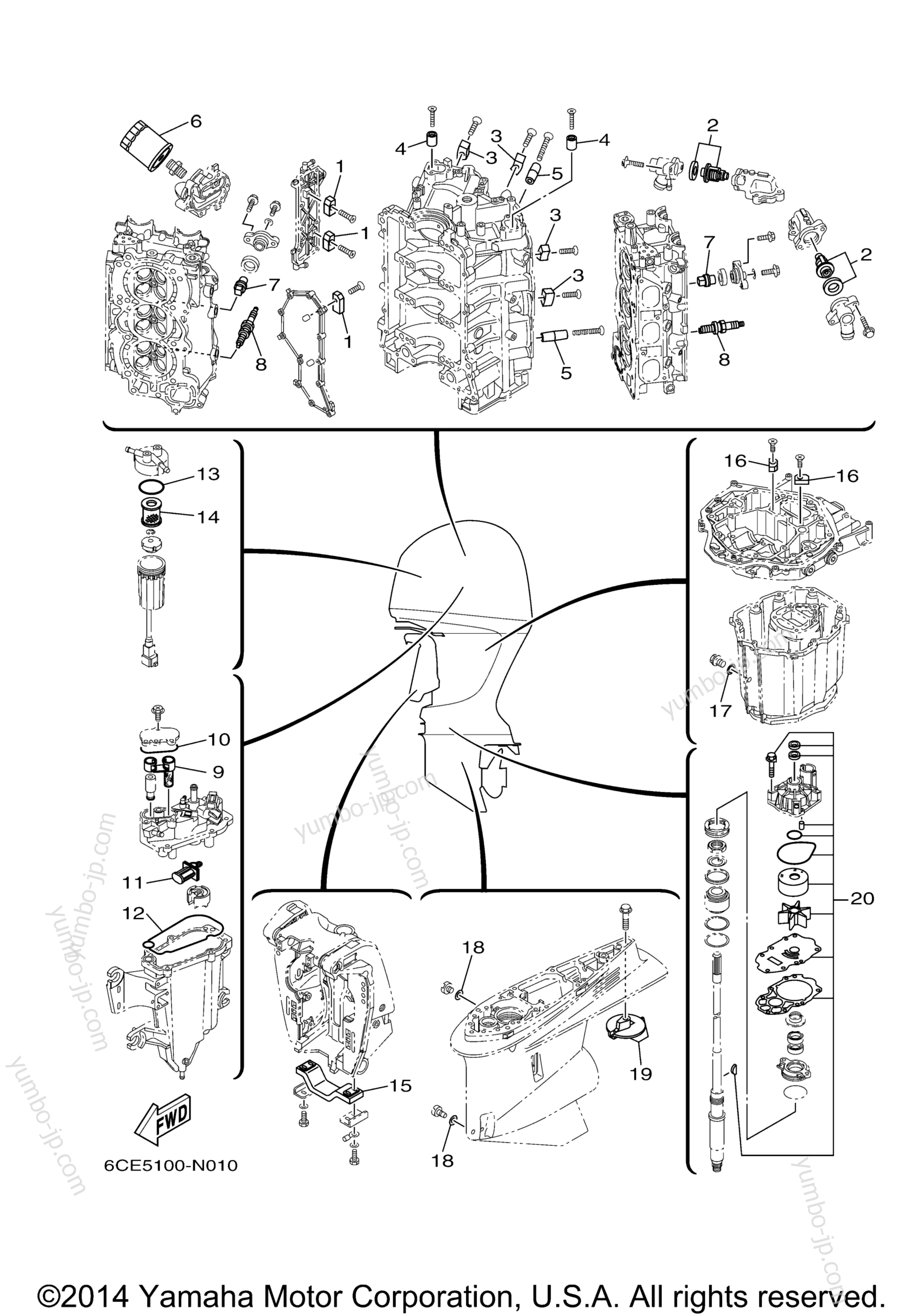 Scheduled Service Parts для лодочных моторов YAMAHA LF225XCA (0114) 2006 г.