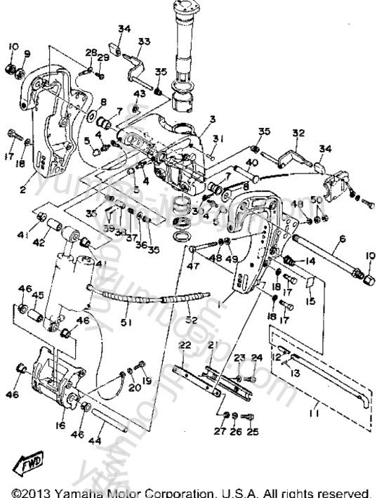 Bracket 1 (C40pr) для лодочных моторов YAMAHA C40PLRR 1993 г.