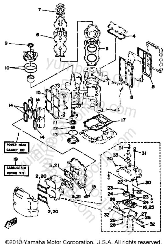 Repair Kit 1 для лодочных моторов YAMAHA L130TXRP 1991 г.
