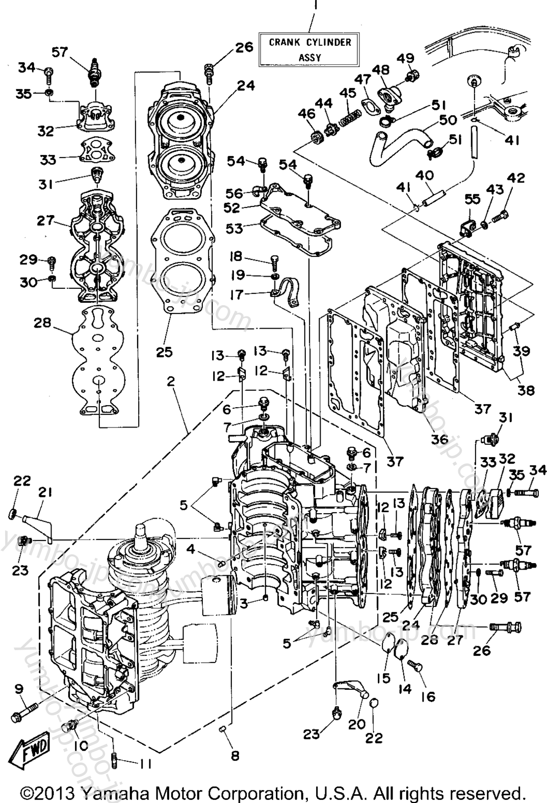 Cylinder Crankcase для лодочных моторов YAMAHA C115TXRT 1995 г.