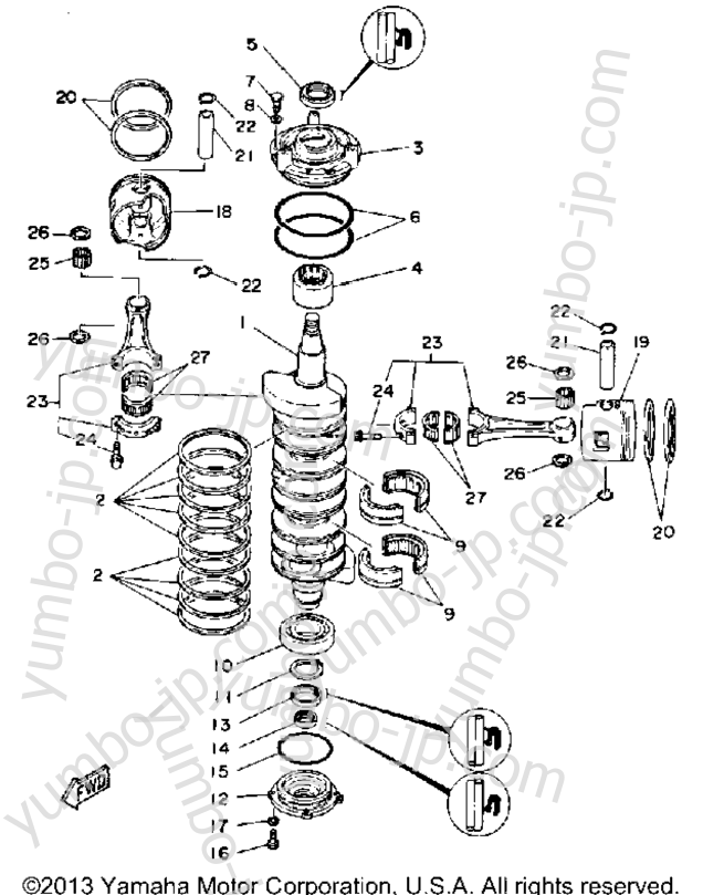 Crank Piston для лодочных моторов YAMAHA L200ETXG 1988 г.