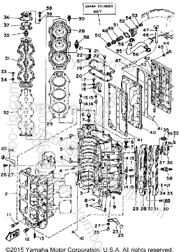 Cylinder Crankcase для лодочных моторов YAMAHA 200ETXDA 1990 г.