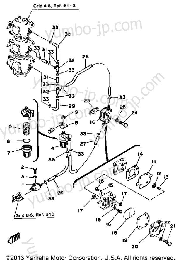 FUEL SYSTEM for outboards YAMAHA 90ETLJ 1986 year