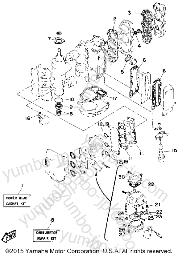Repair Kit 1 для лодочных моторов YAMAHA 50ESF-JD 1989 г.