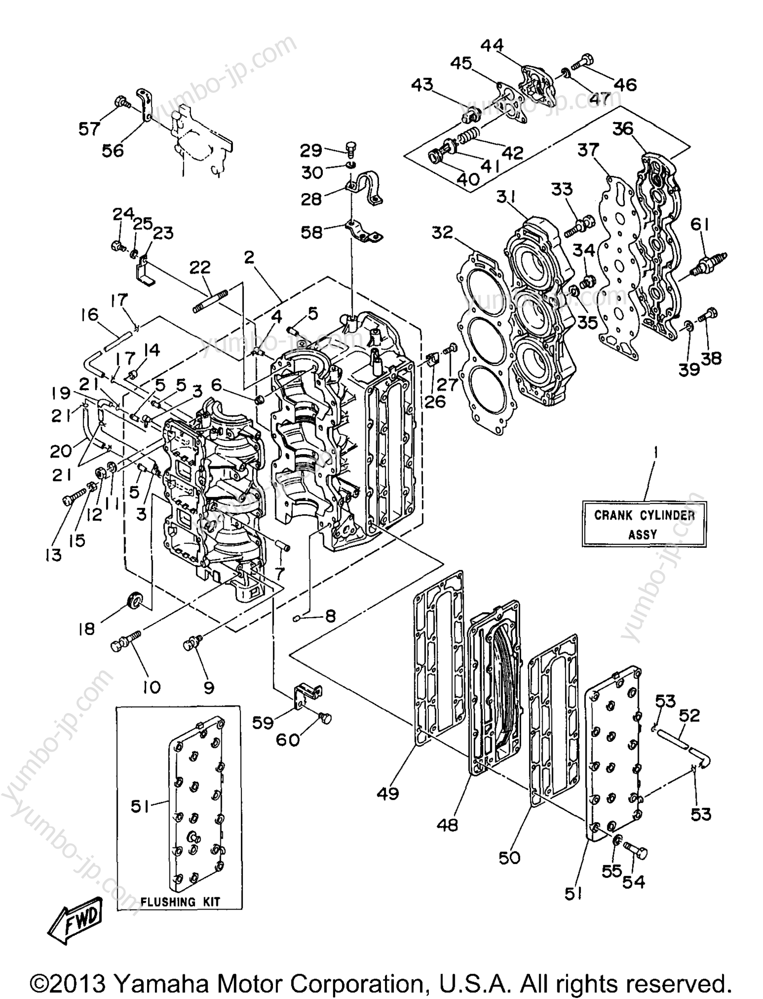 Cylinder Crankcase for outboards YAMAHA 90TJRV 1997 year
