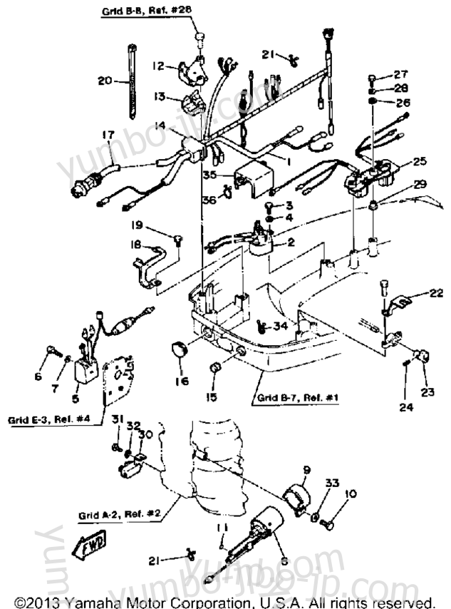 Electric Parts (40E 40Et) для лодочных моторов YAMAHA 40ESH 1987 г.