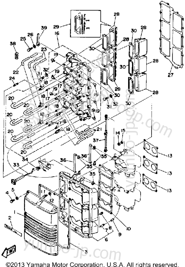 Intake для лодочных моторов YAMAHA 200ETLH-JD (175ETLH) 1987 г.
