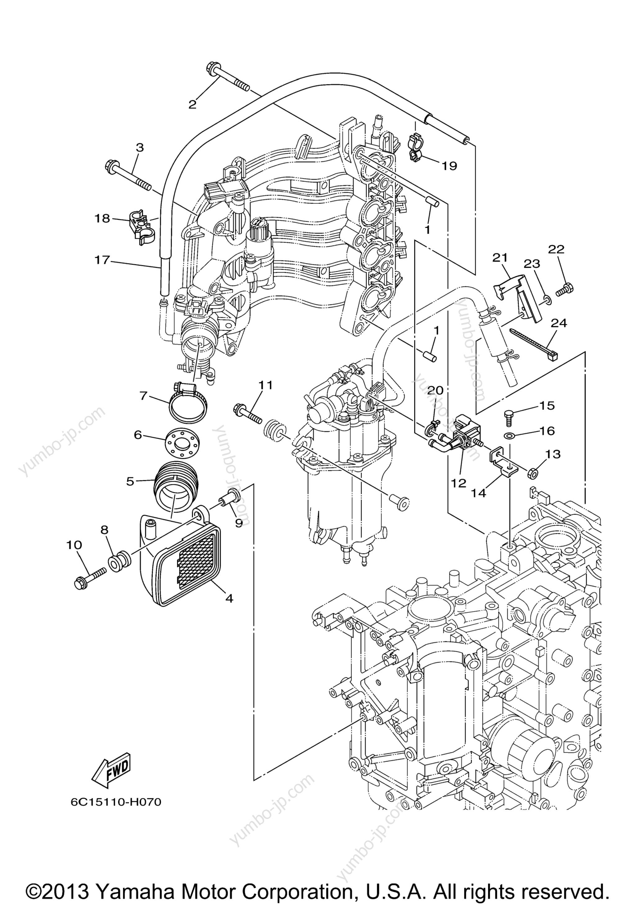 Intake 2 для лодочных моторов YAMAHA F50TLR_041 (0411) 2006 г.