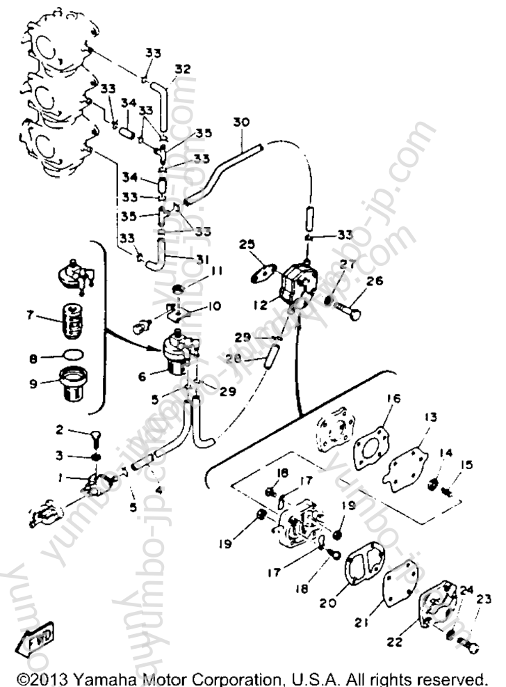 FUEL SYSTEM for outboards YAMAHA 90TLRR 1993 year