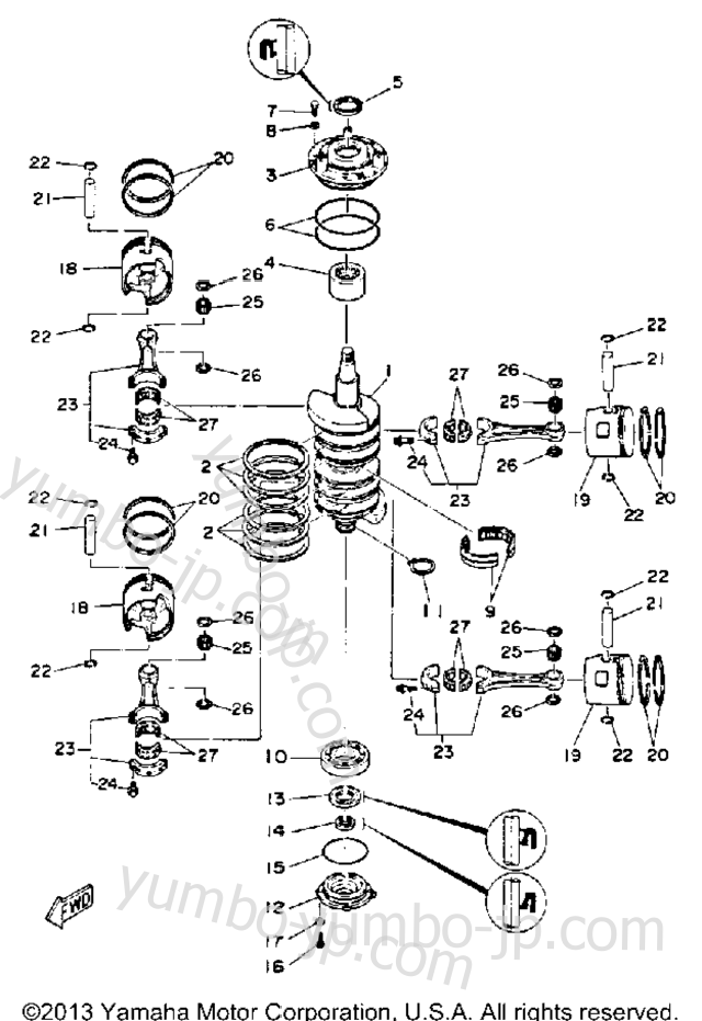 Crank Piston для лодочных моторов YAMAHA 115ETLG-JD (115ETLG) 1988 г.