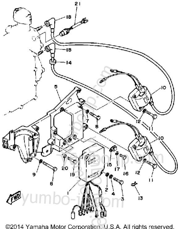 Electric Parts для лодочных моторов YAMAHA 25ELF 1989 г.