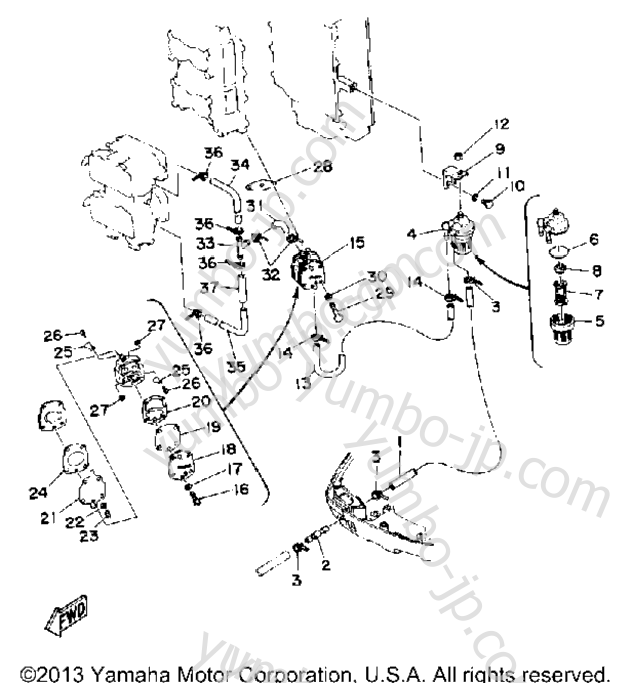 FUEL SYSTEM для лодочных моторов YAMAHA 115ETLD_JD (115ETLD-JD) 1990 г.