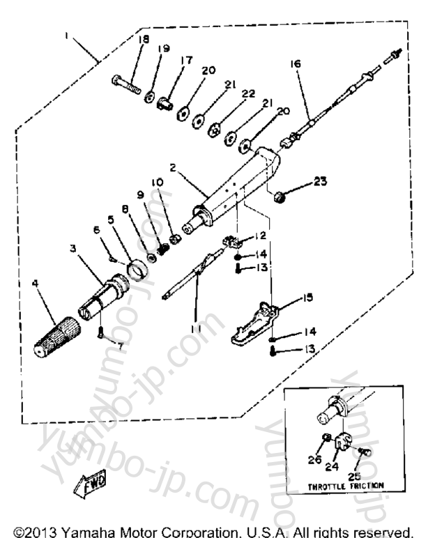 Manual Steering System for outboards YAMAHA 40LN 1984 year