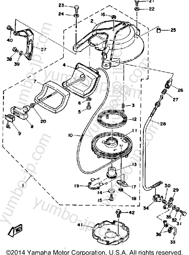 Manual Starter for outboards YAMAHA 25LF 1989 year
