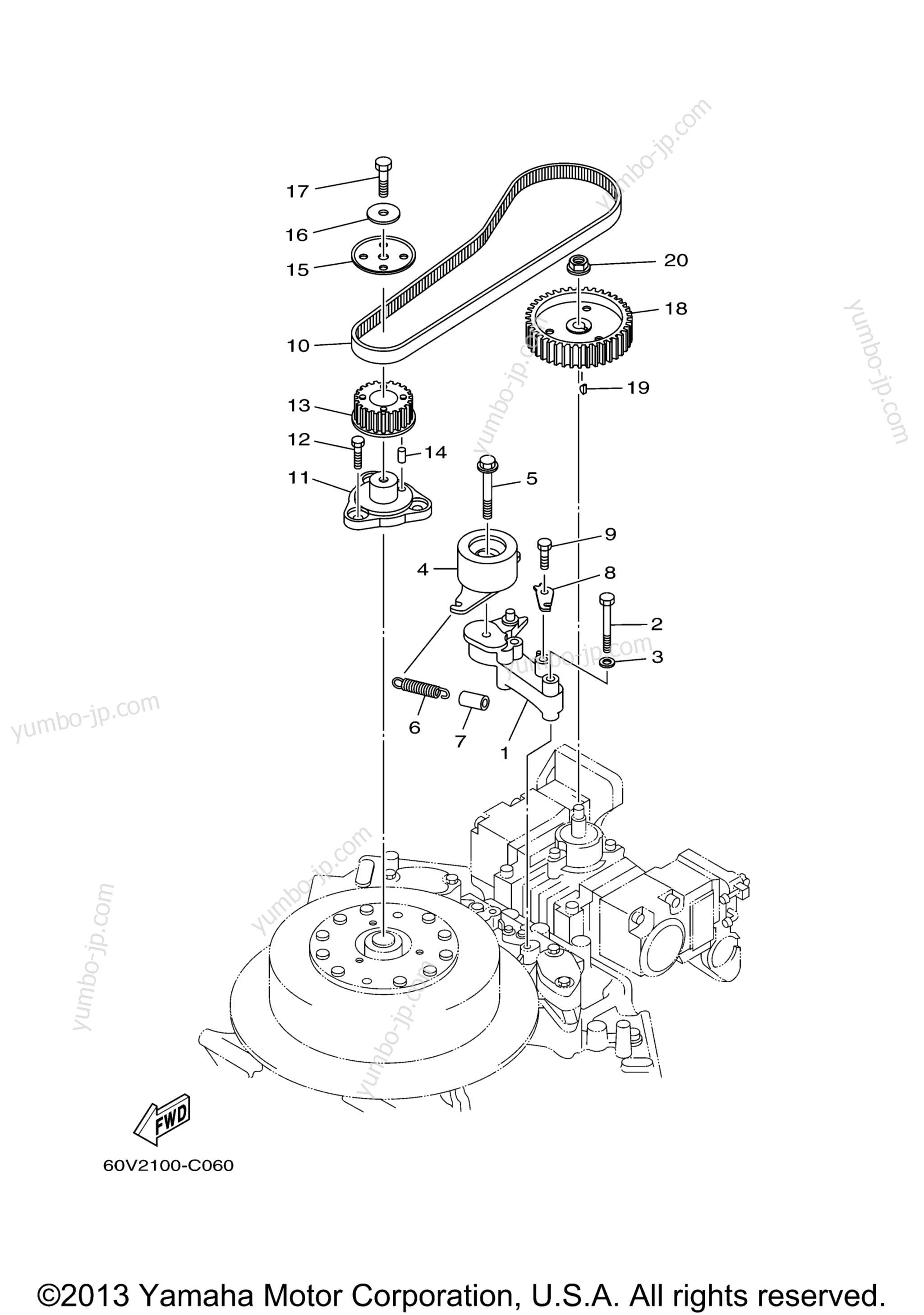 Fuel Pump Drive Gear для лодочных моторов YAMAHA VZ225TLR (0405) 6P5-1000932~1002108 VZ225TLR 60Y-1003330~1004589_V 2006 г.