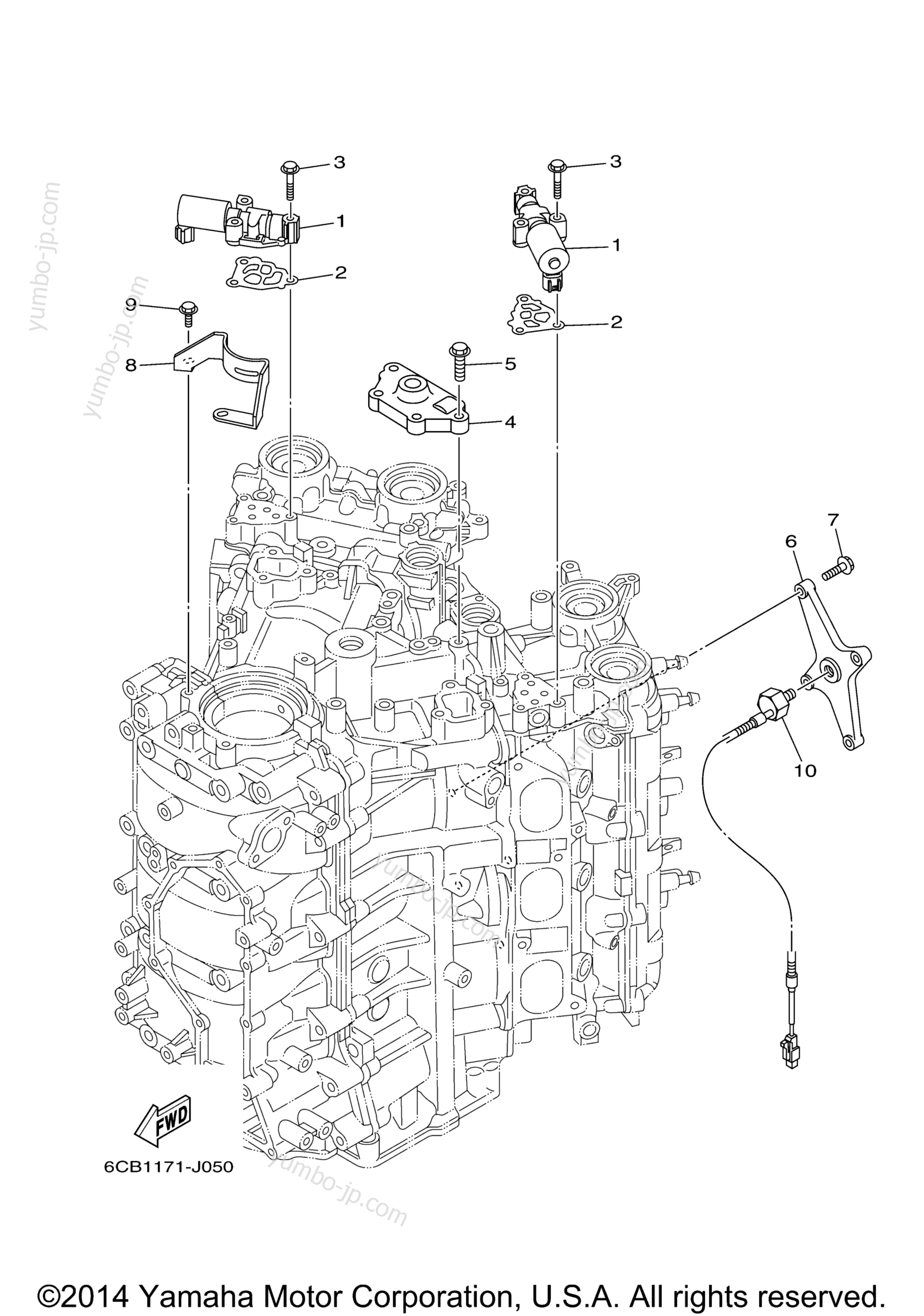 Cylinder Crankcase 3 для лодочных моторов YAMAHA F250UCA (0210) 2006 г.