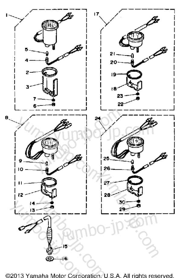 Optional Parts Gauges & Component Parts 2 для лодочных моторов YAMAHA 50TLHP 1991 г.