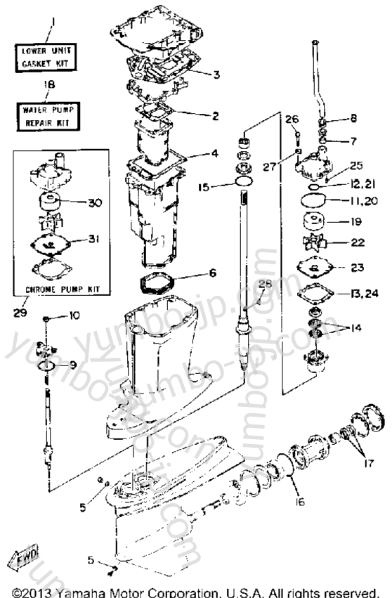 Repair Kit 2 для лодочных моторов YAMAHA 200ETLF-JD (150ETLF) 1989 г.