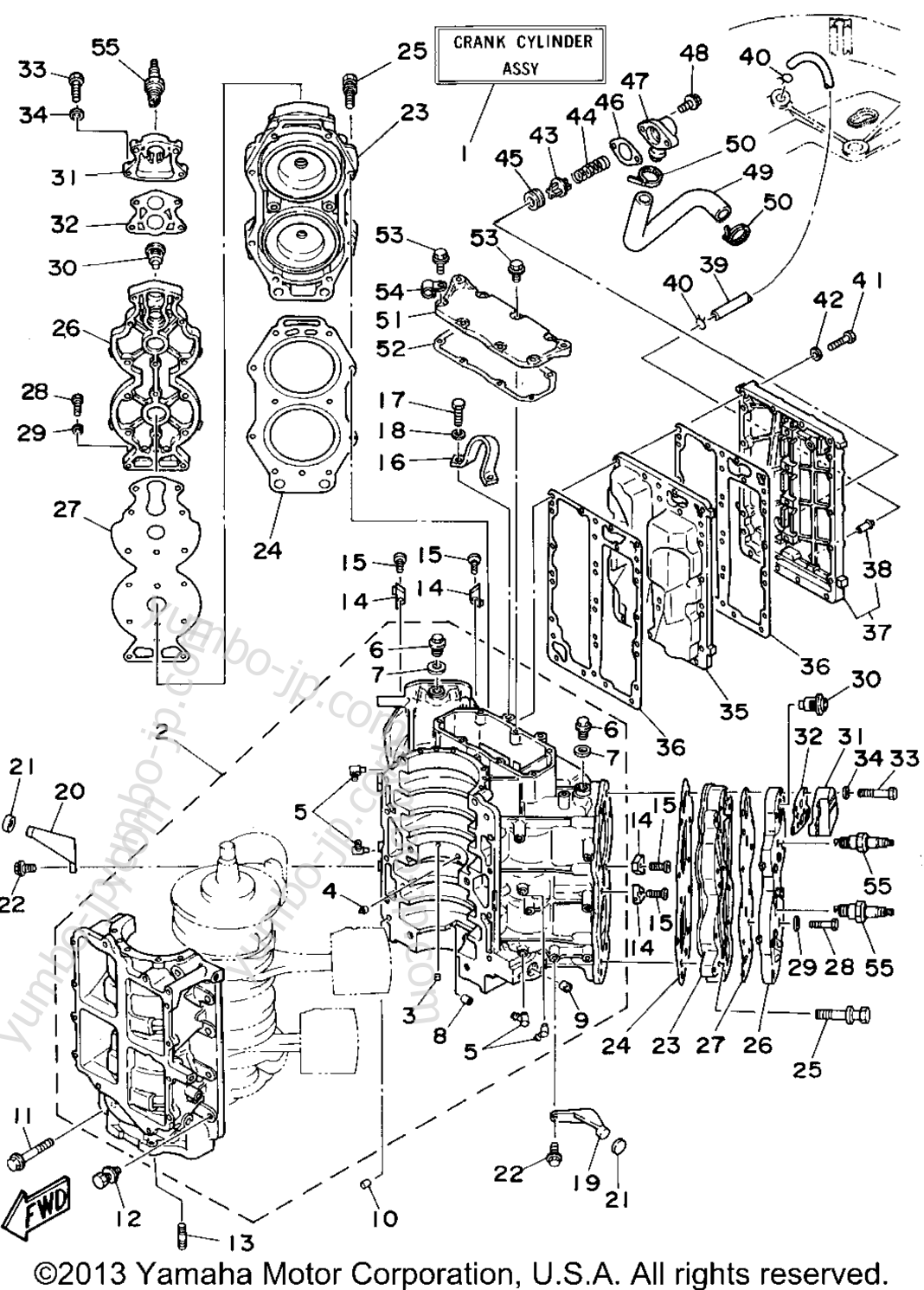 Cylinder Crankcase для лодочных моторов YAMAHA P115TLRT 1995 г.