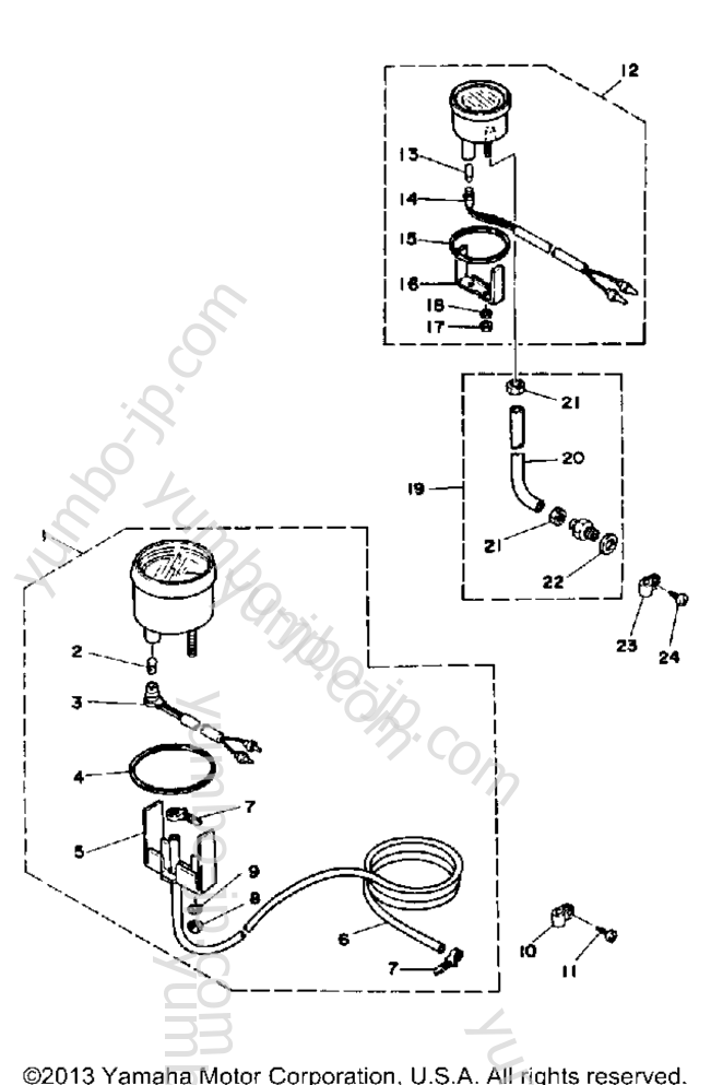 Optional Parts Gauges & Component Parts 1 для лодочных моторов YAMAHA 50TLHP 1991 г.
