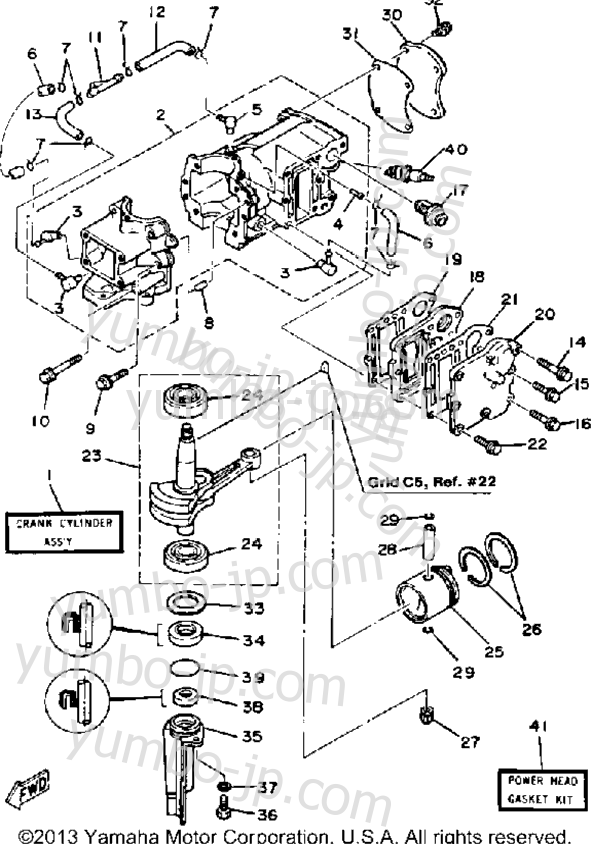 Crankcase Cylinder Piston для лодочных моторов YAMAHA 5SK 1985 г.